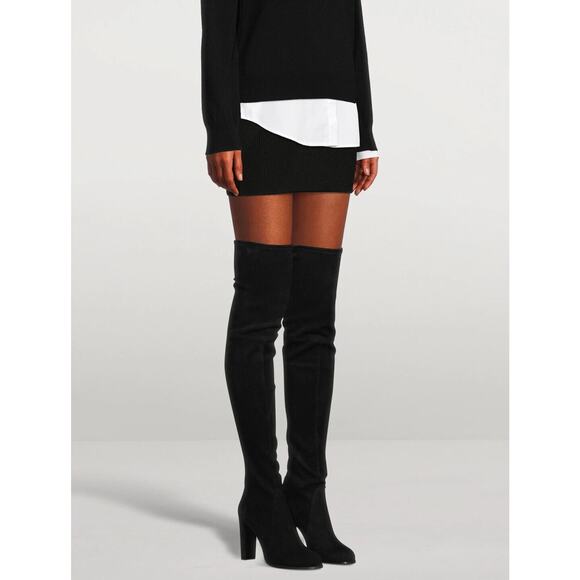 Stuart Weitzman Highland Over the Knee Black Suede Boots Womens 7.5 OTK - Picture 5 of 16